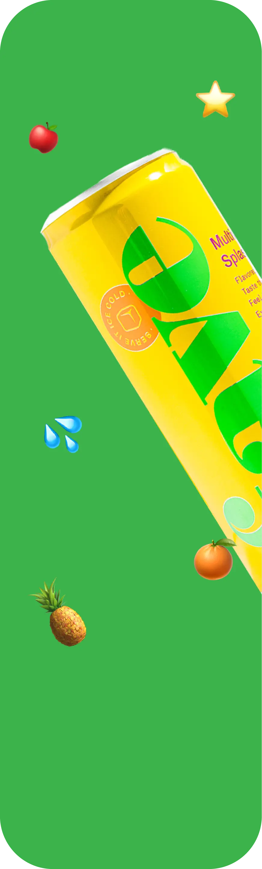 Fave Multivitamin Splash on green background