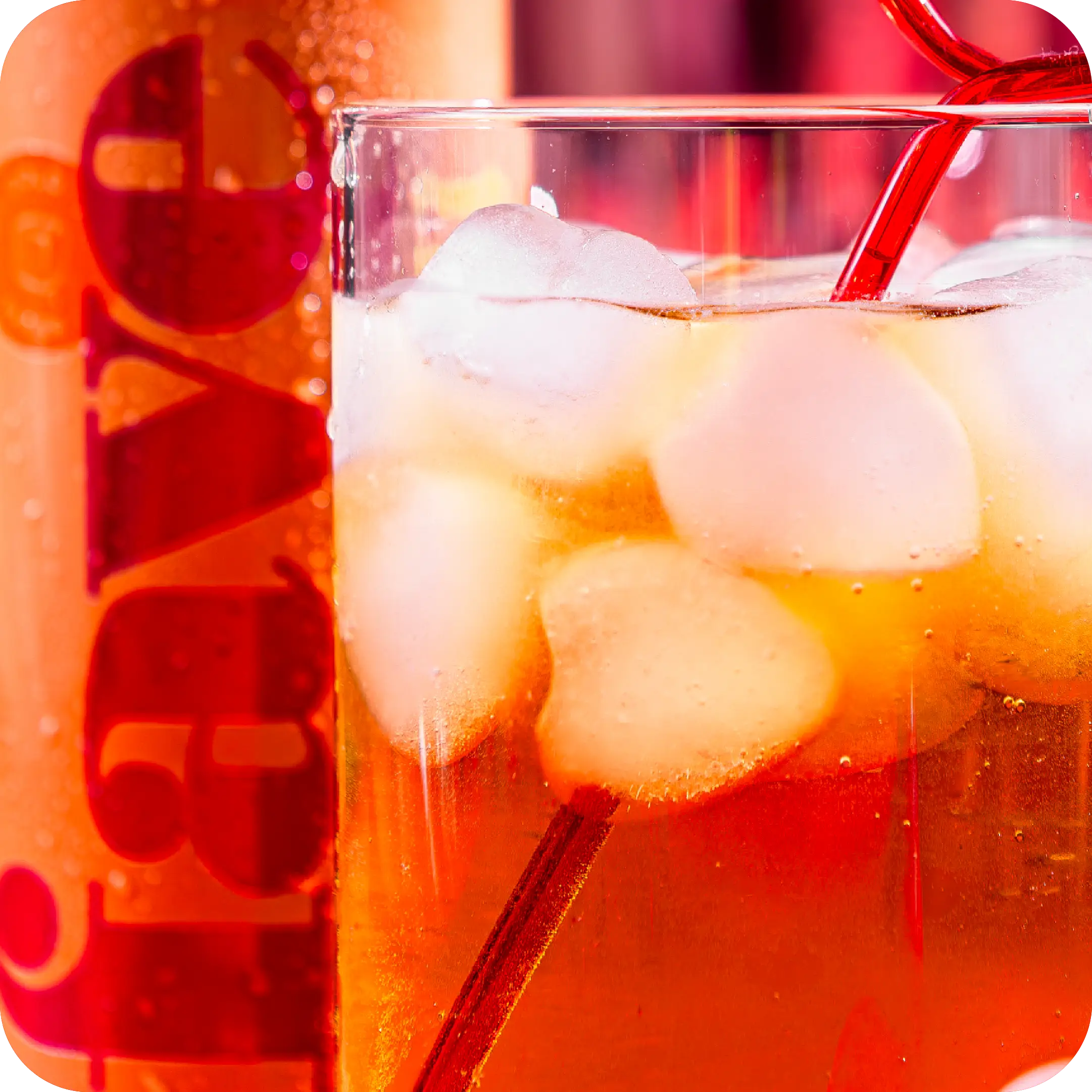 Iced Fave Peach Tea in a glass