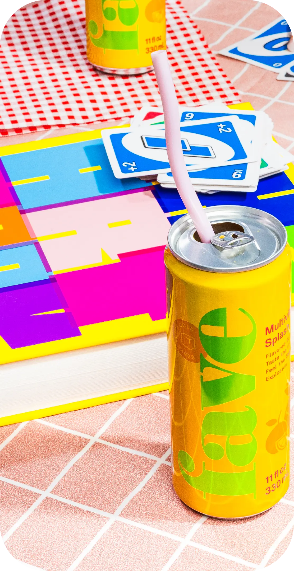 Multivitamin Splash can with cards